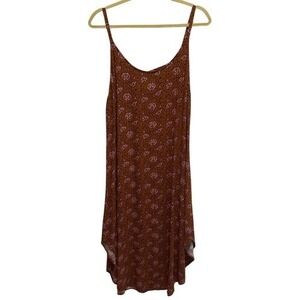 For the Republic Boho Floral Slip Midi Dress Brown Pink‎ Print XL Flowy Relaxed